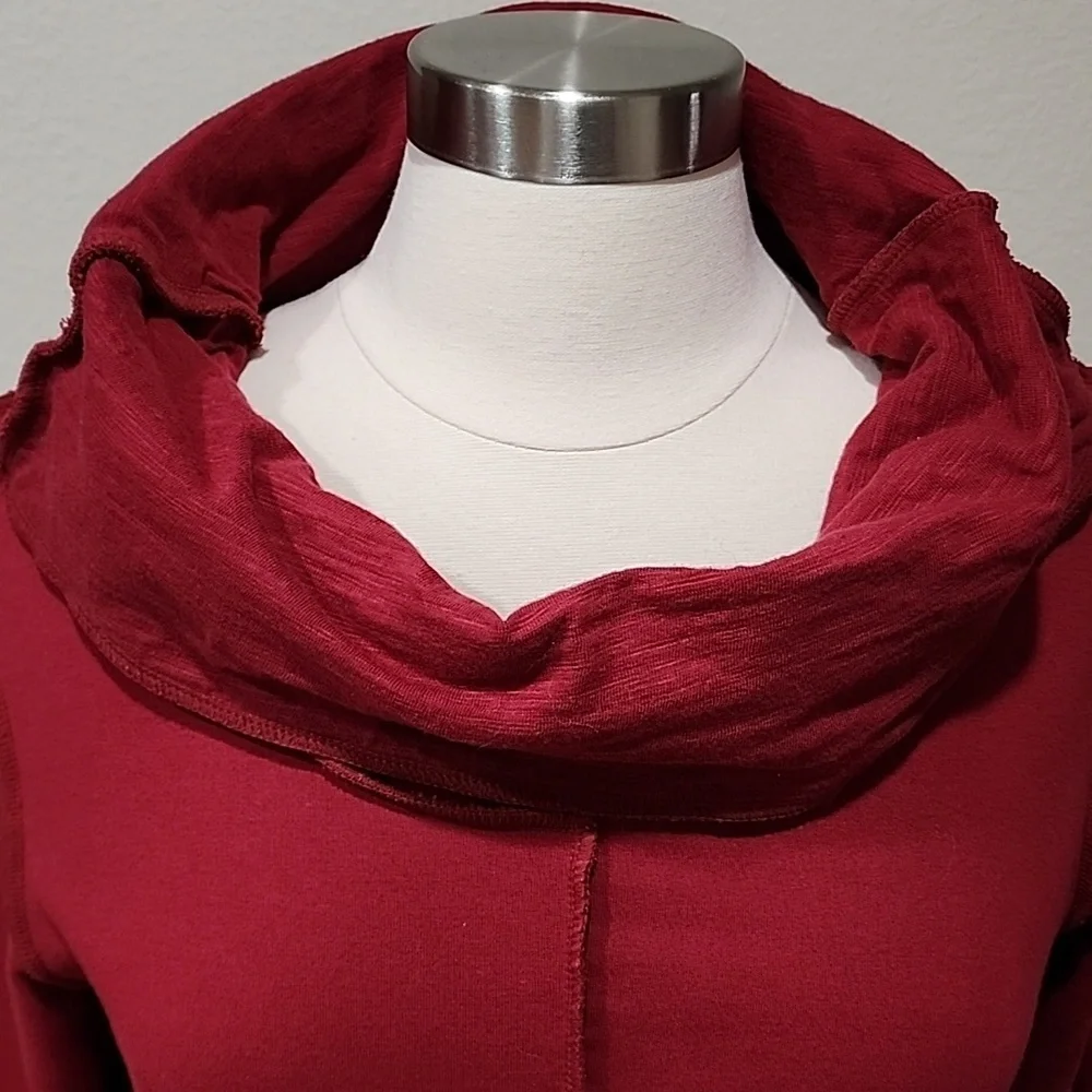 Neon Buddha Sweatshirt Tunic Cowl Neck Boho Buttons Exposed Seams Size Small